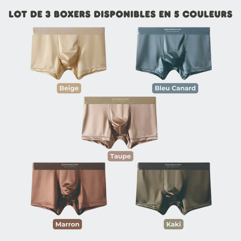 Lot de 3 Boxers en Soie glacée Doux & Respirants