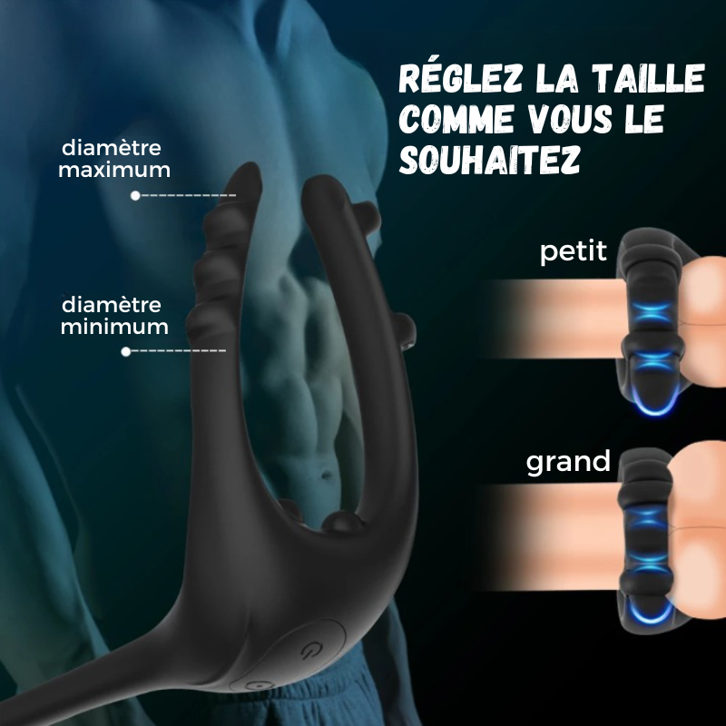 Anneau pénien 3 en 1 avec télécommande