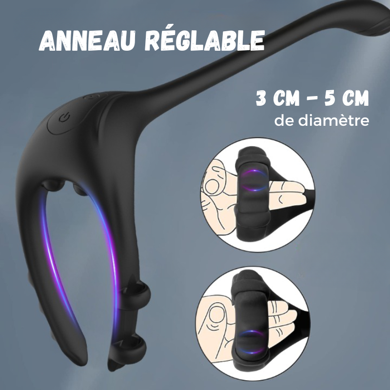 Anneau pénien 3 en 1 avec télécommande