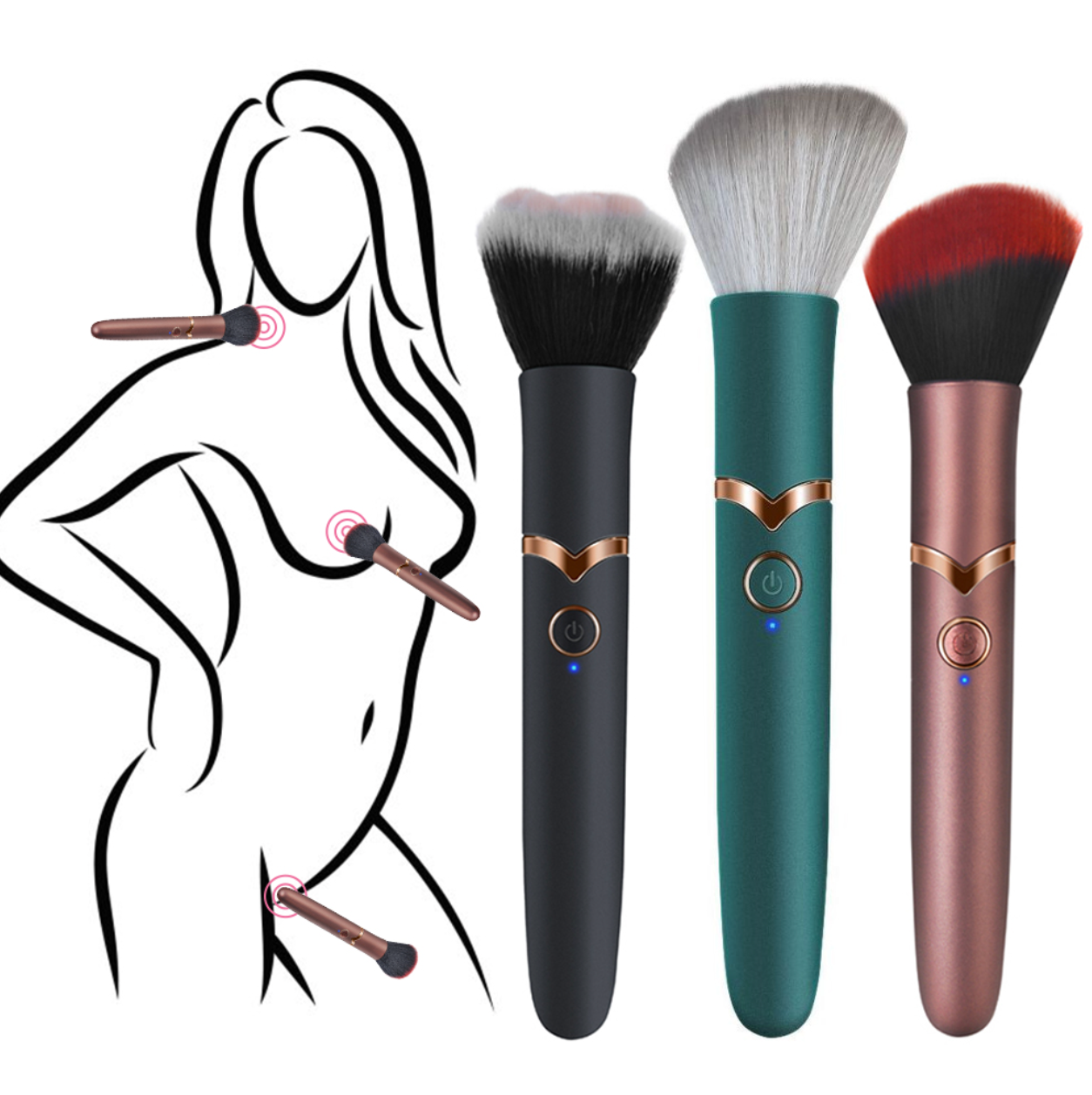 Vibromasseur pinceau de maquillage