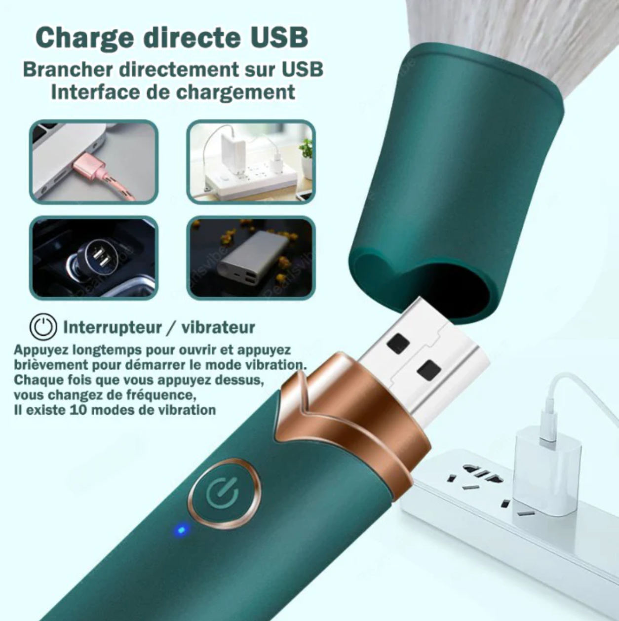 Vibromasseur pinceau de maquillage