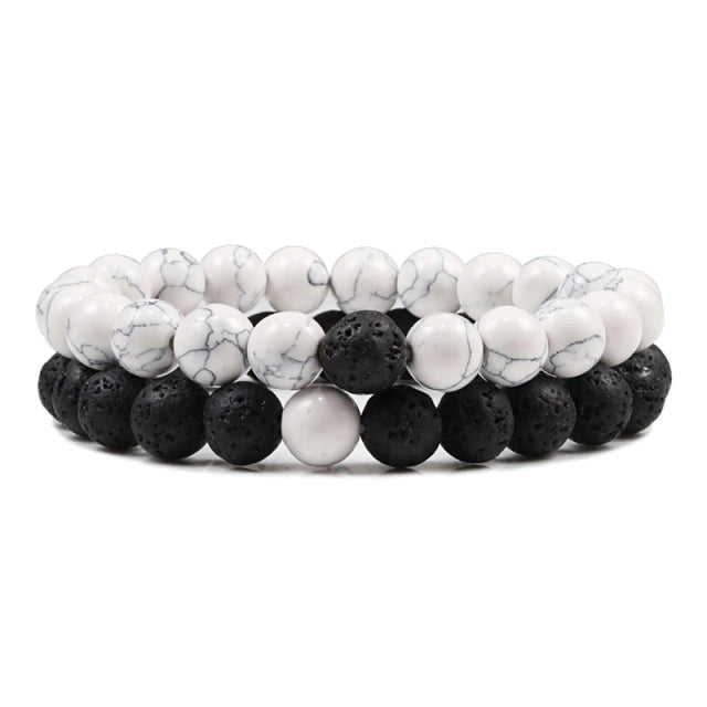 Lot de 2 Bracelets en Pierre de Lave