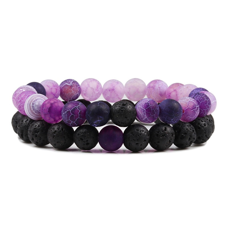 Lot de 2 Bracelets en Pierre de Lave