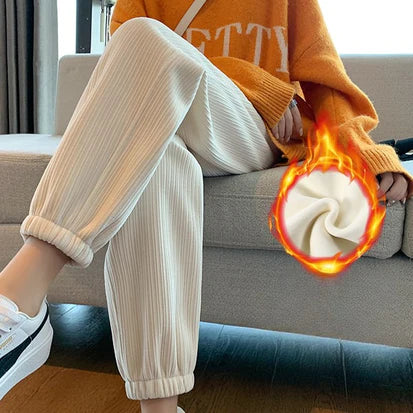 Pantalon Chaud en Velours Côtelé