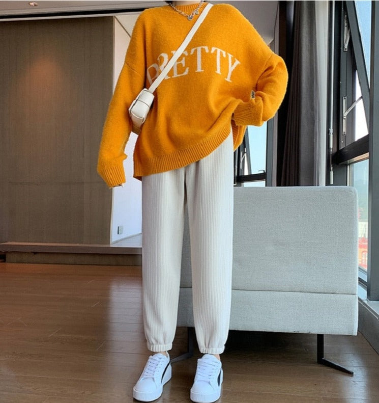 Pantalon Chaud en Velours Côtelé