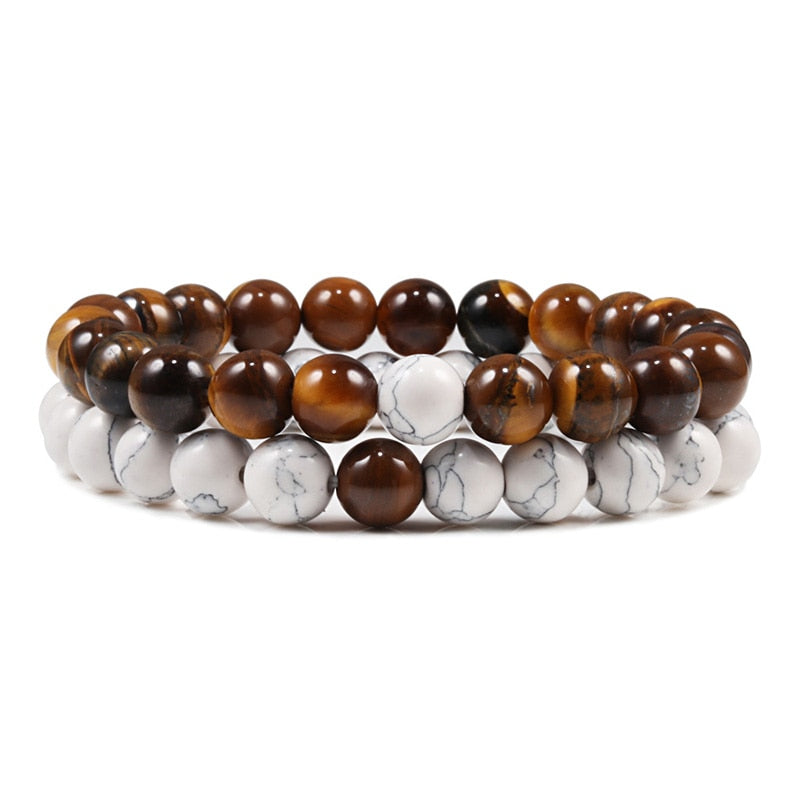 Lot de 2 Bracelets en Pierre de Lave