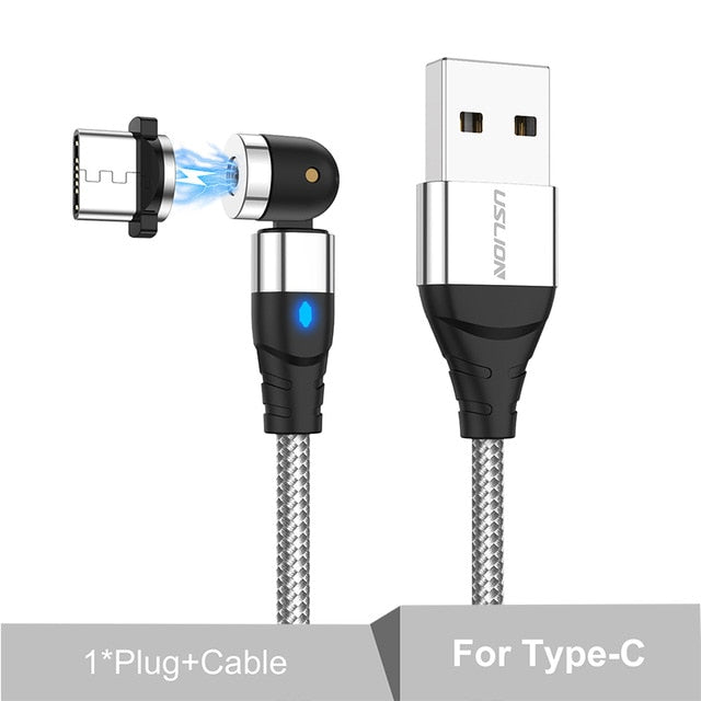 NOUVEAU - Câble Magnétique USB Rotatif (type C, micro, iPhone)