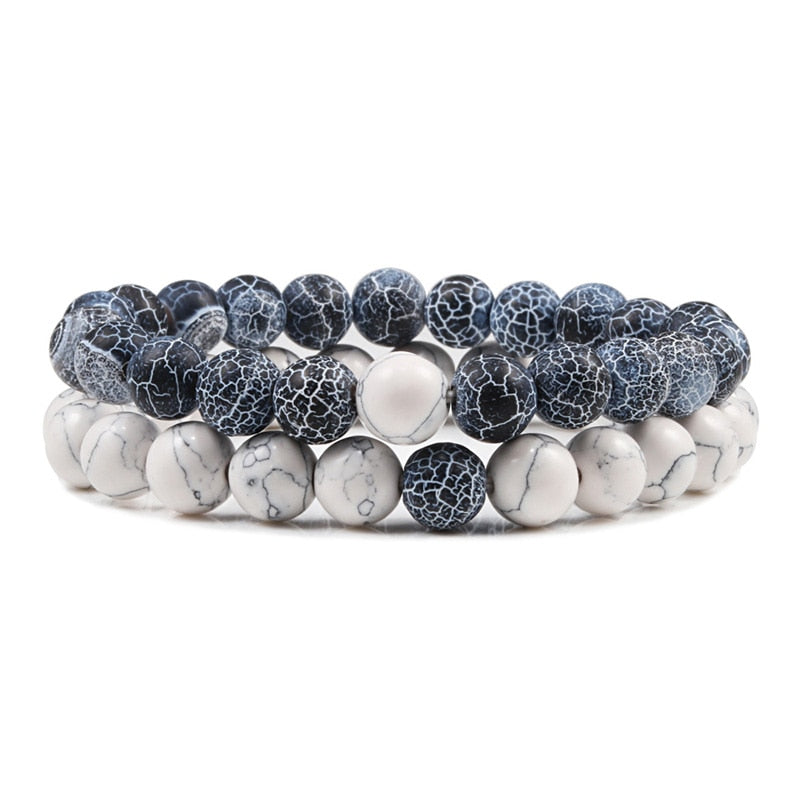 Lot de 2 Bracelets en Pierre de Lave