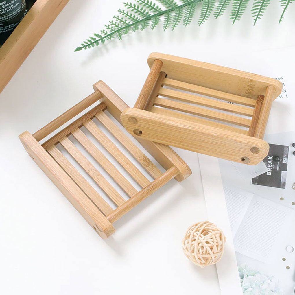 NOUVEAU - Lot de 2 Portes Savon en Bambou Naturel