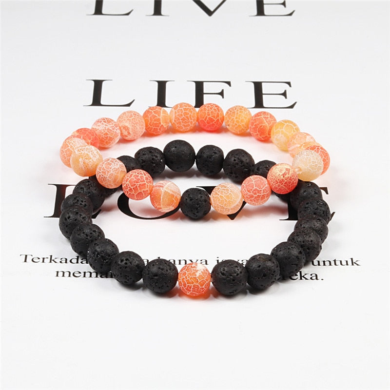 Lot de 2 Bracelets en Pierre de Lave