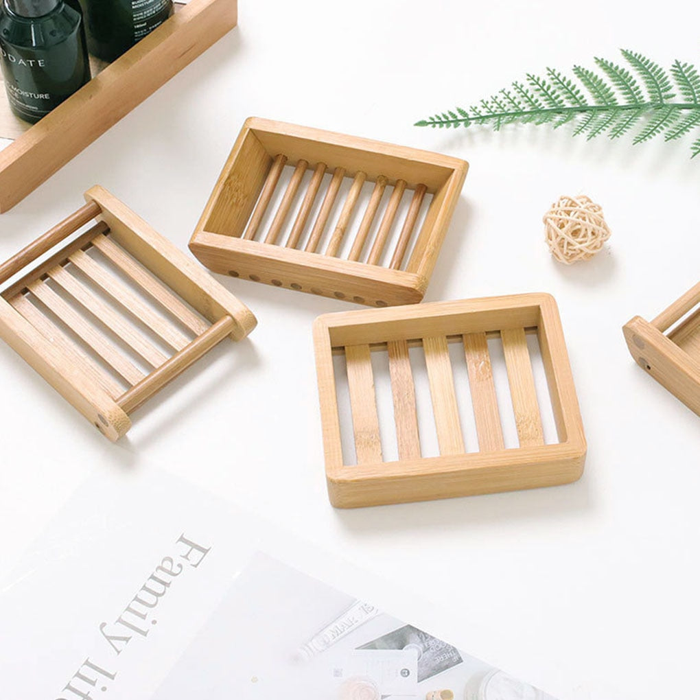 NOUVEAU - Lot de 2 Portes Savon en Bambou Naturel