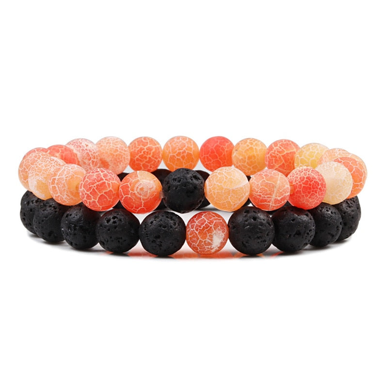 Lot de 2 Bracelets en Pierre de Lave