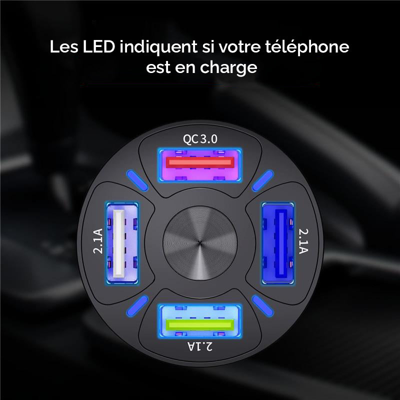 TOP VENTES - Chargeur rapide pour prise allume cigare 4 en 1