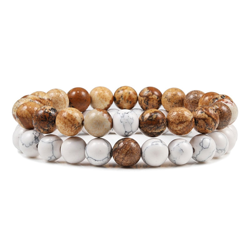 Lot de 2 Bracelets en Pierre de Lave