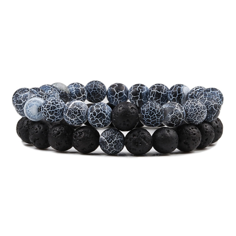 Lot de 2 Bracelets en Pierre de Lave