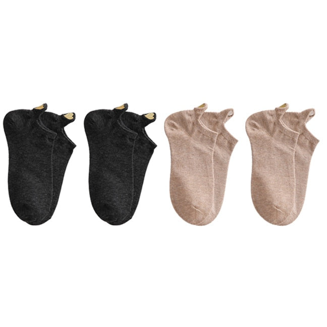 Lot de 4 Paires de Chaussettes Petits Coeurs