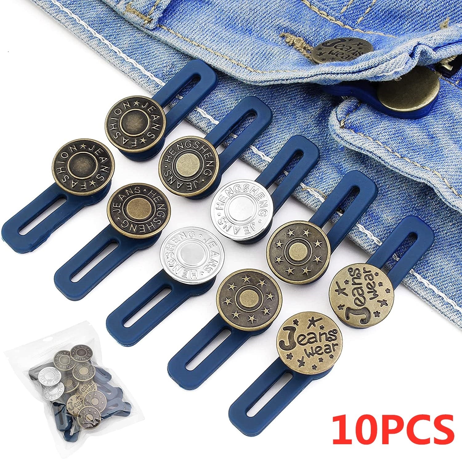Lot de 10 Boutons de jeans rétractables