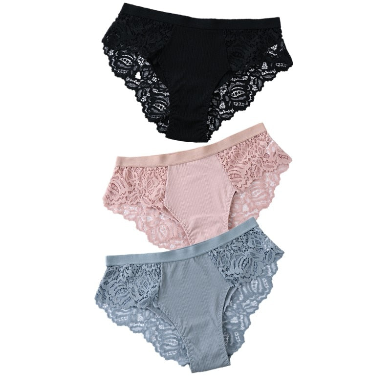 Lot de 3 Culottes Sexy en Dentelles