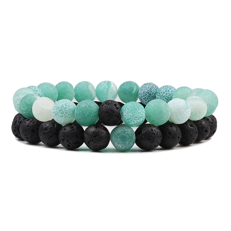 Lot de 2 Bracelets en Pierre de Lave