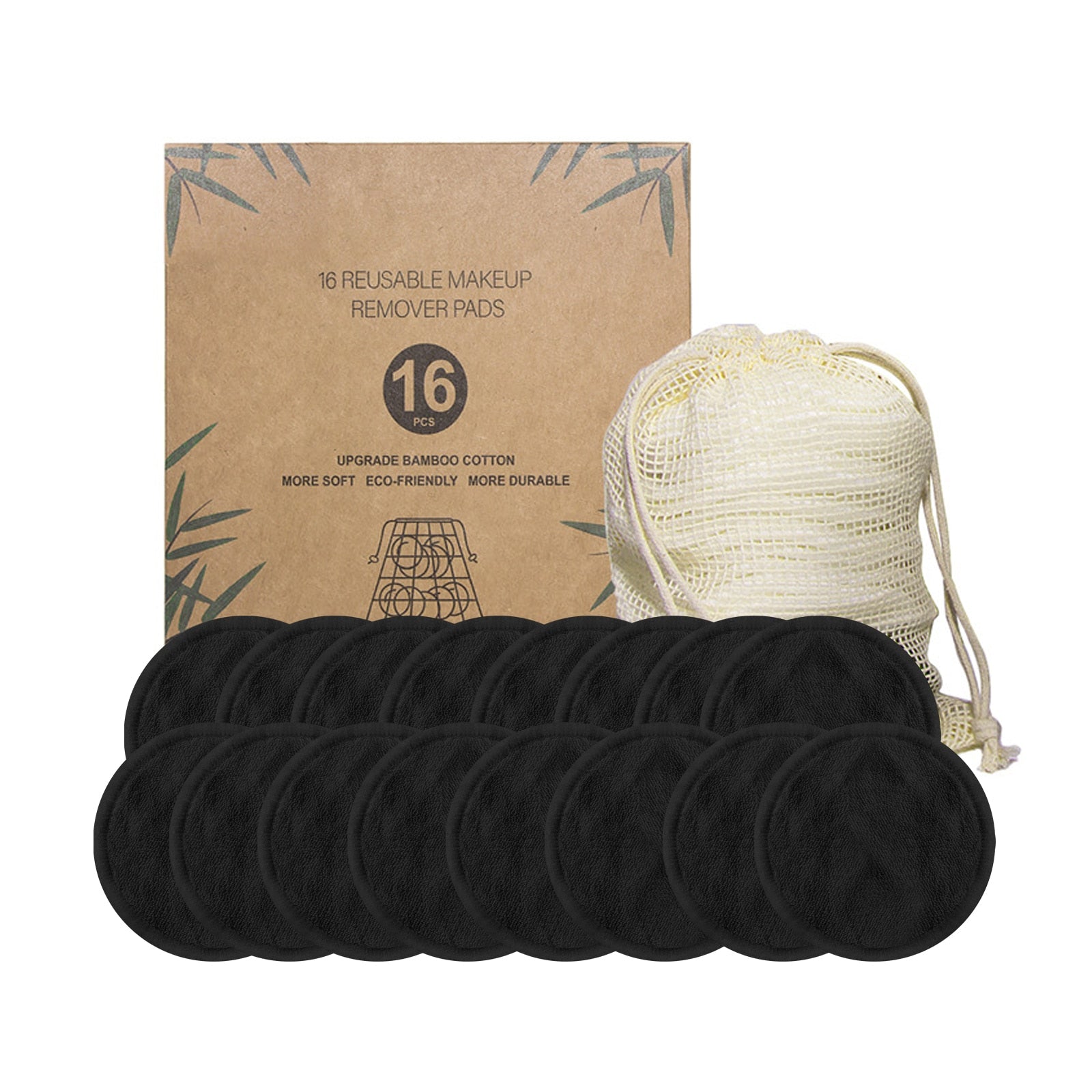 NOUVEAU - Lot de 16 Pads Démaquillants Réutilisables en Fibre de Bambou