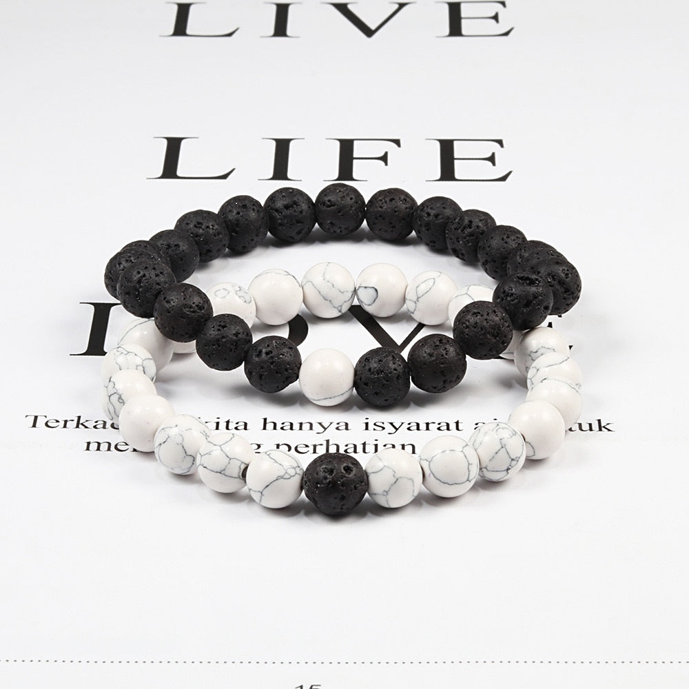 Lot de 2 Bracelets en Pierre de Lave
