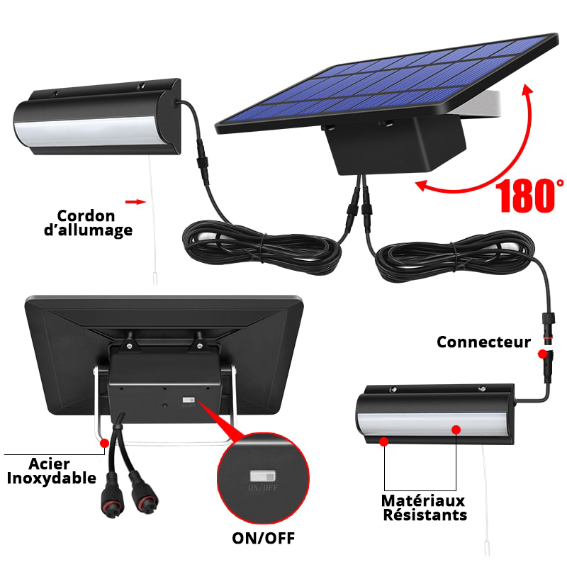 Lampe solaire avec panneau orientable