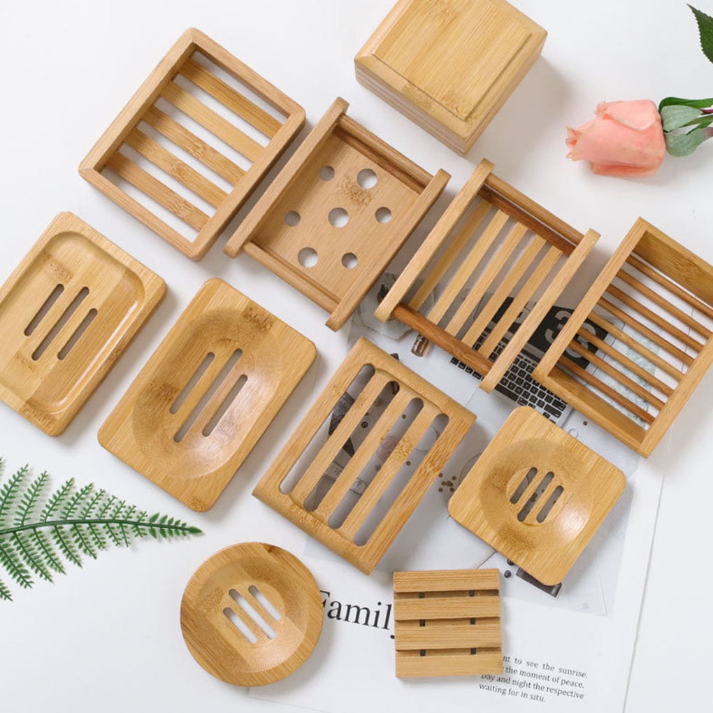 NOUVEAU - Lot de 2 Portes Savon en Bambou Naturel