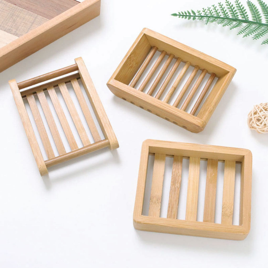 NOUVEAU - Lot de 2 Portes Savon en Bambou Naturel