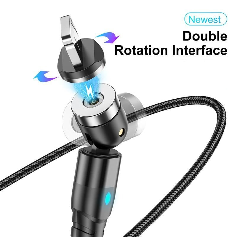 NOUVEAU - Câble Magnétique USB Rotatif (type C, micro, iPhone)