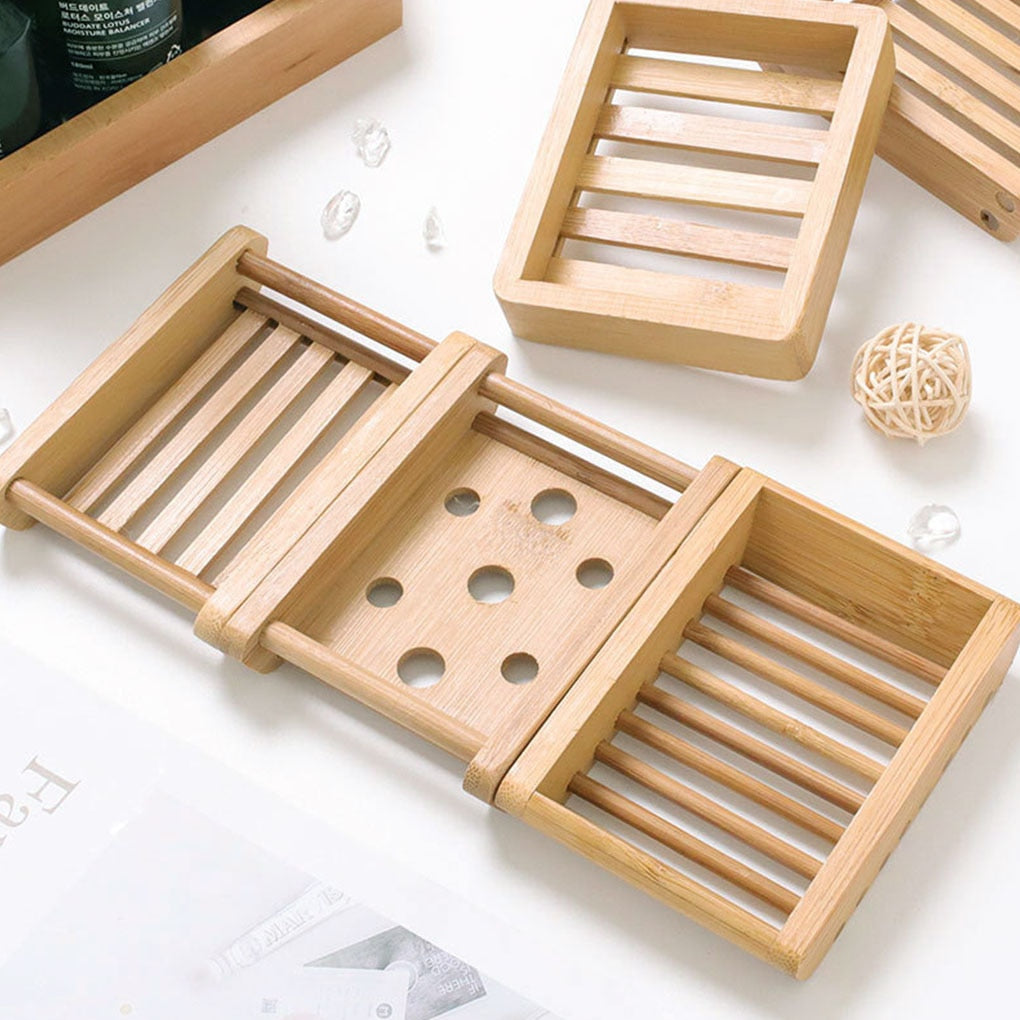 NOUVEAU - Lot de 2 Portes Savon en Bambou Naturel