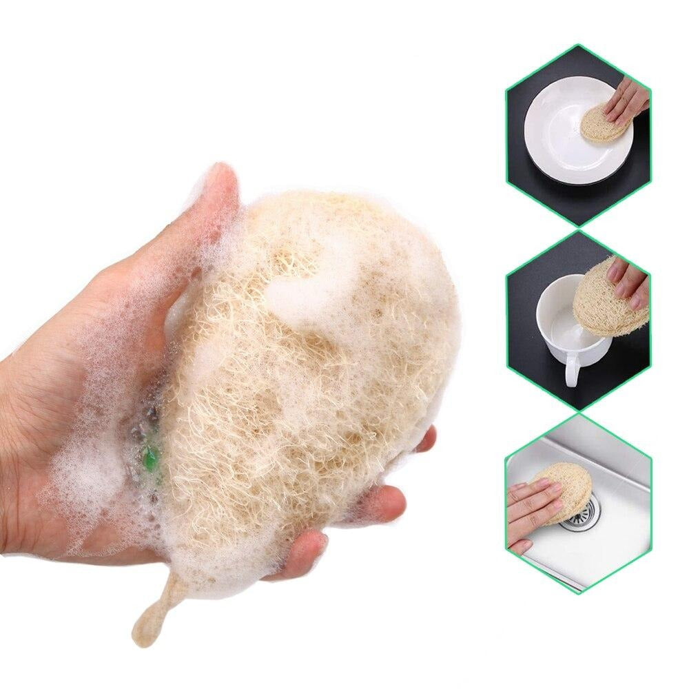 Lot de 2 éponges de cuisine écologiques en fibre naturelle de loofah