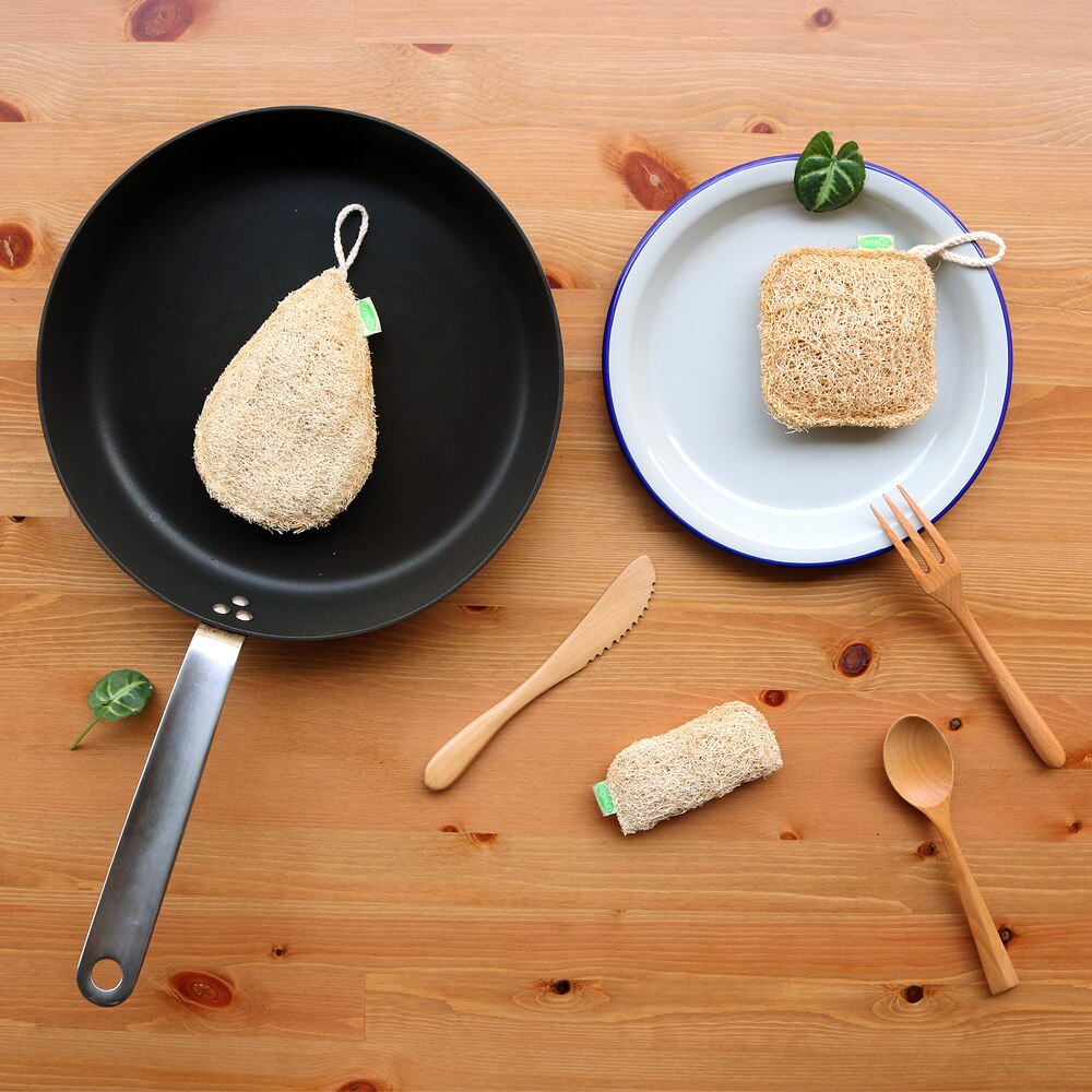 Lot de 2 éponges de cuisine écologiques en fibre naturelle de loofah