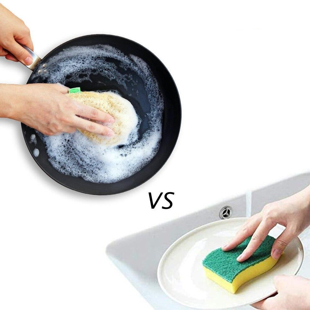 Lot de 2 éponges de cuisine écologiques en fibre naturelle de loofah
