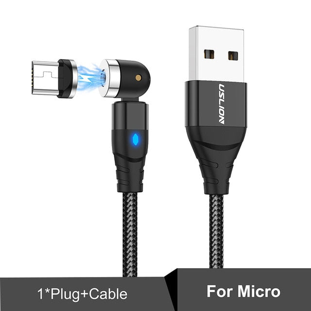 NOUVEAU - Câble Magnétique USB Rotatif (type C, micro, iPhone)