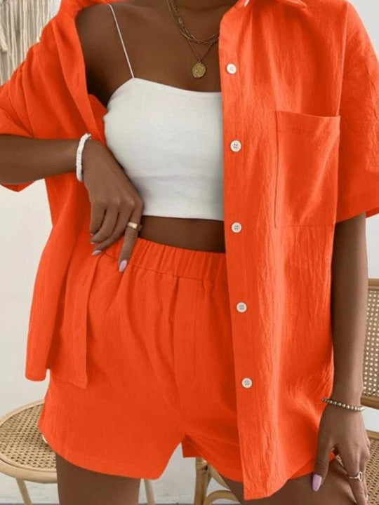 Ensemble frais short et chemise coton & lin