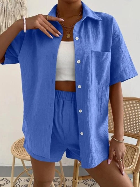 Ensemble frais short et chemise coton & lin