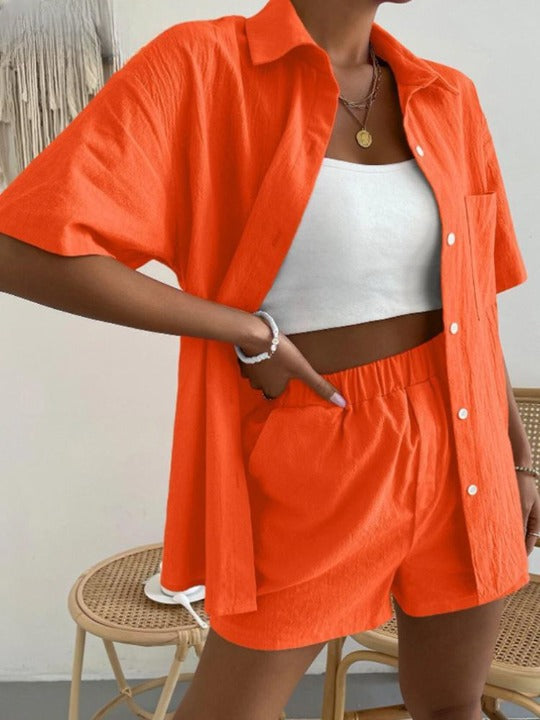 Ensemble frais short et chemise coton & lin