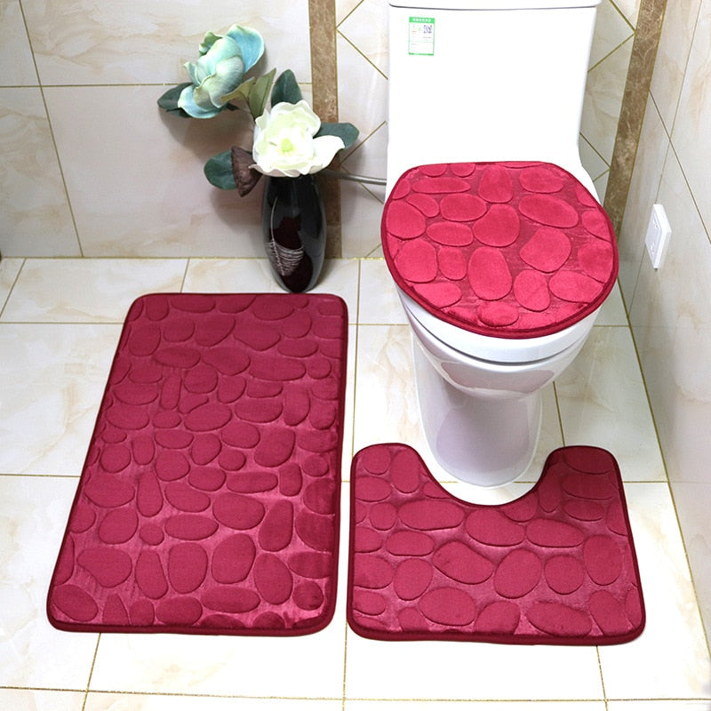 Ensemble de 3 tapis de salle de bain moelleux et absorbant