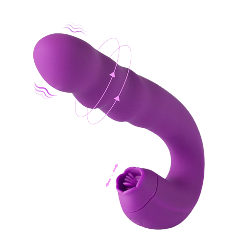 Vibromasseur point G à tête rotative et langue vibrante