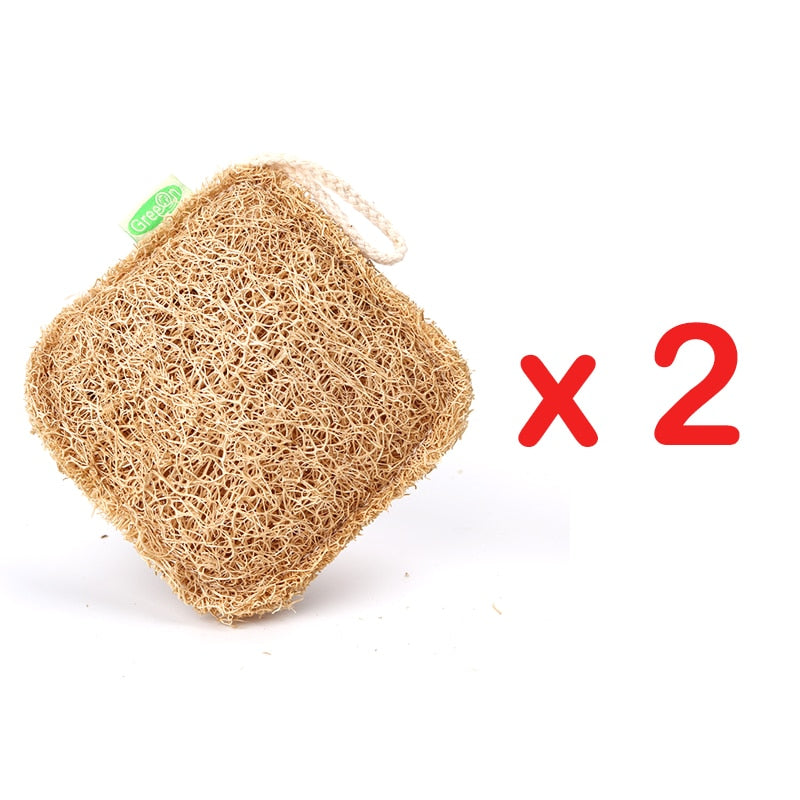 Lot de 2 éponges de cuisine écologiques en fibre naturelle de loofah