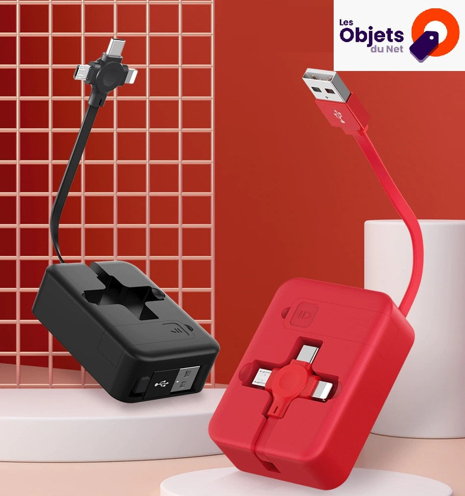 TOP VENTE I Câble de rechargement 4 en 1 pour smartphones IOS, Type C et Micro USB !