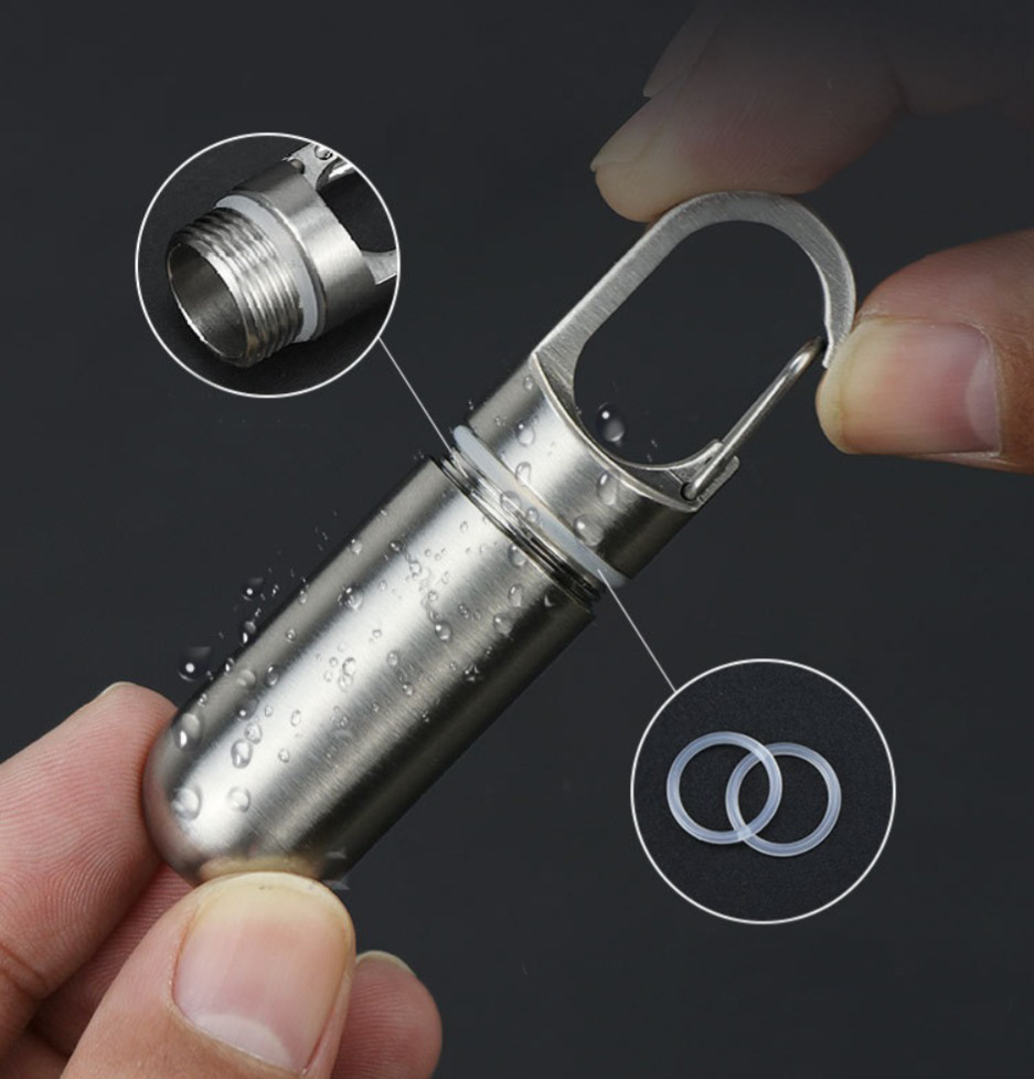 2x Mini Porte Clé Boîte à Pilules Waterproof