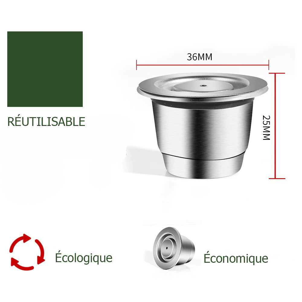 TOP VENTE I 2 Capsules de café réutilisables en acier inoxydable
