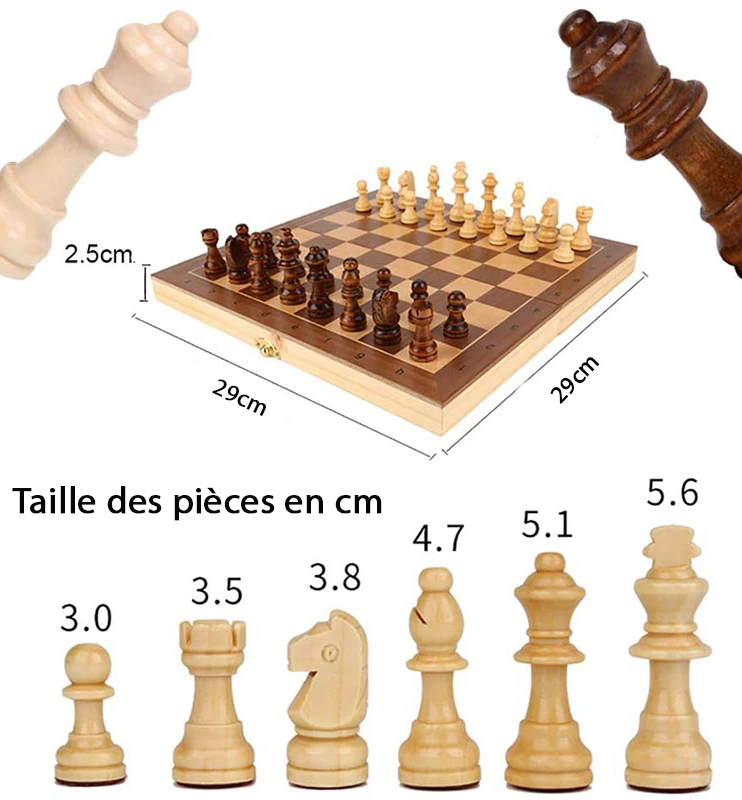 Jeu d'échec en bois - magnétique