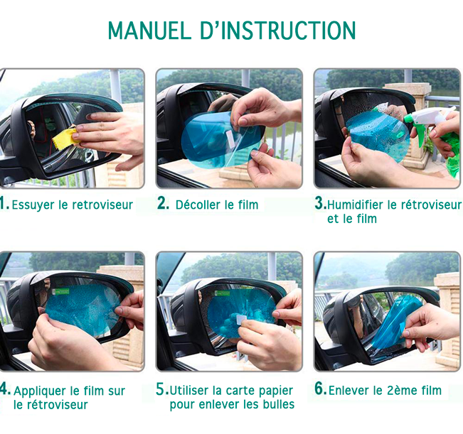 Kit 4 Films Protecteurs Anti-Pluie pour Voiture