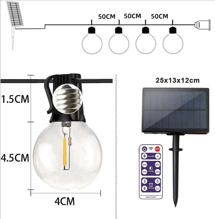 Guirlande solaire ampoules vintages