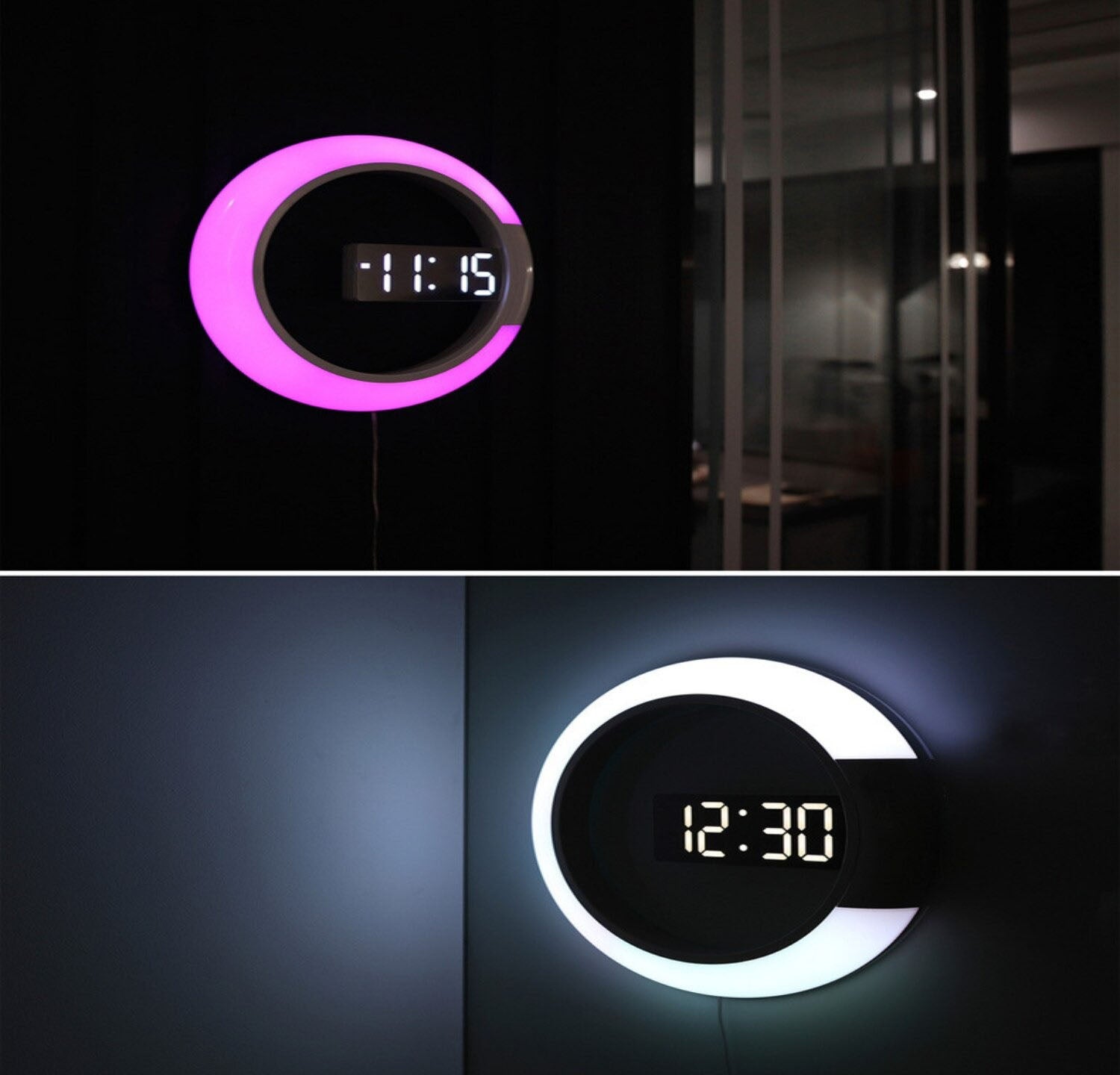 Veilleuse murale avec horloge numérique