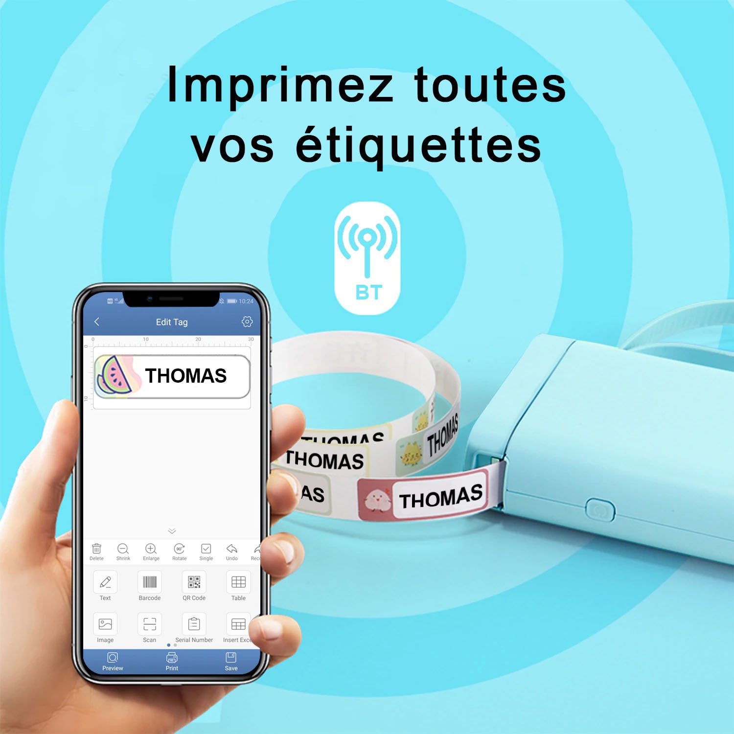 Imprimante portable d'étiquettes sans fil