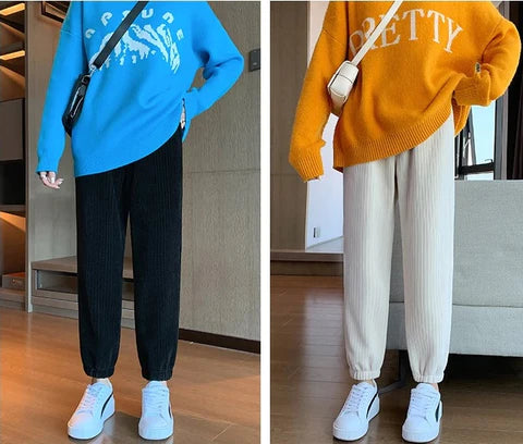 Pantalon Chaud en Velours Côtelé