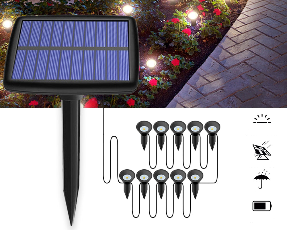 Lot de 10 lampes piquets solaires